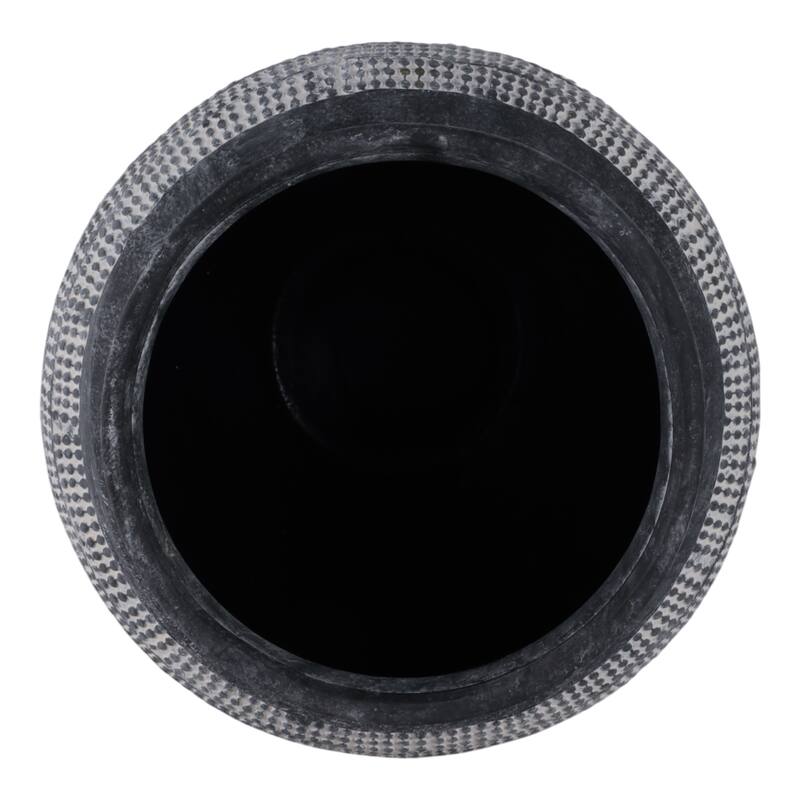 Ceramic Vase Textured Wide-Opening for Modern Decor - 16" Black