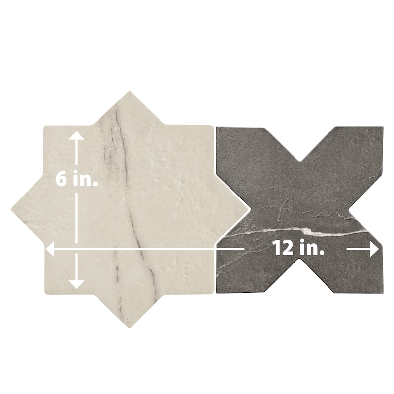 Merola Tile Istanbul Star Day with Night Cross 6" x 12" Porcelain Floor and Wall Tile - Case (32 Tiles)