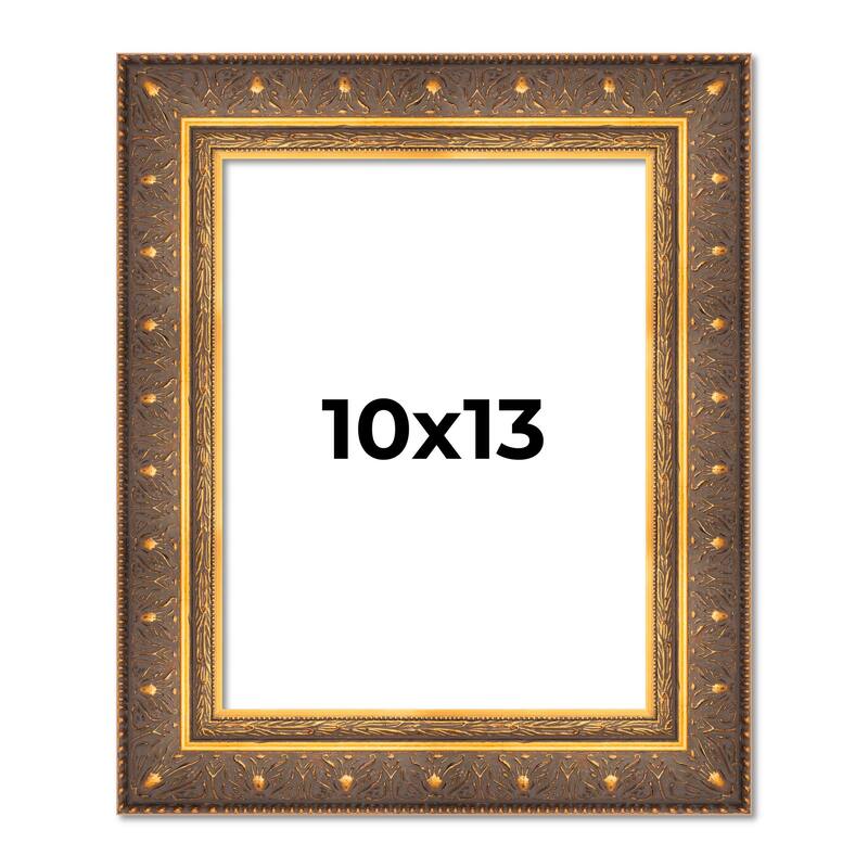 10x13 Frame Vintage Gold Solid Wood Picture Frame | 2.5 Inch Moulding