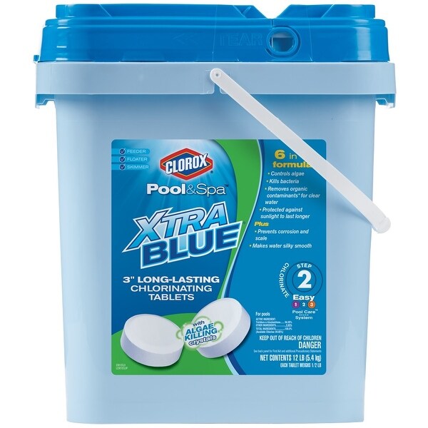 Clorox 23012CLX Long Lasting Chlorinating Tablets, 3", 12 Lbs