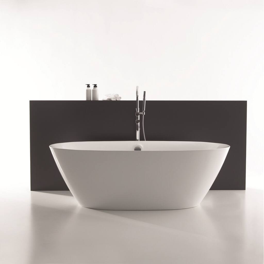Empava 71" Freestanding Bathtub Glossy White Acrylic Soaking SPA Tub