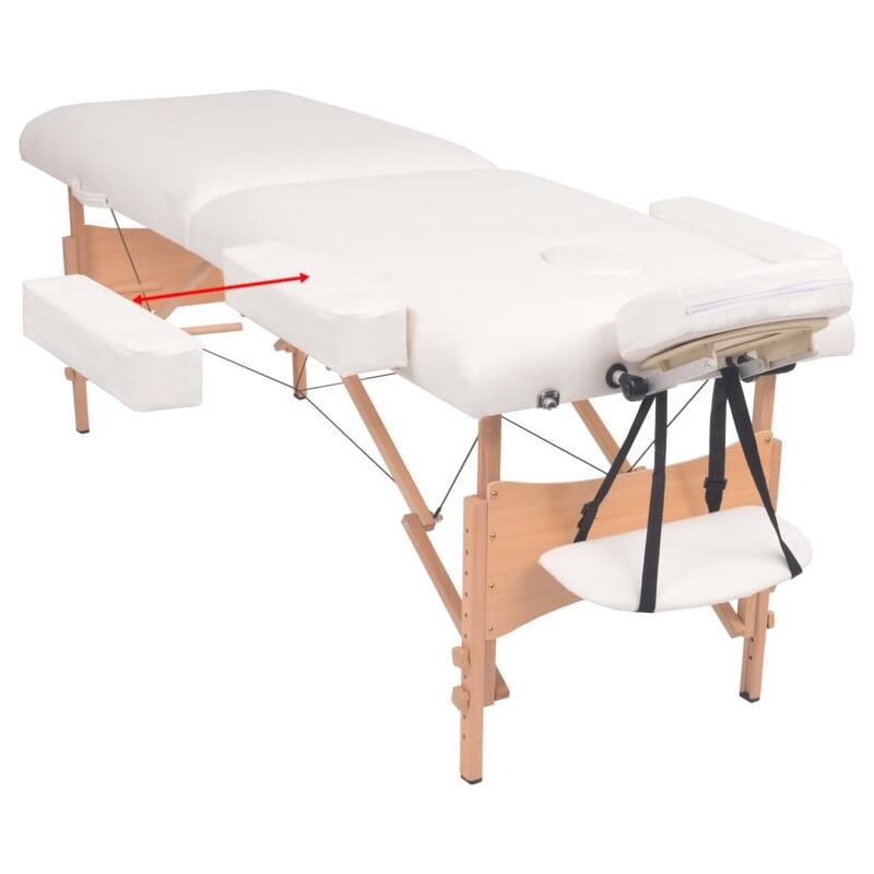 vidaXL 2-Zone Folding Massage Table and Stool Set 3.9" Thick White/Black