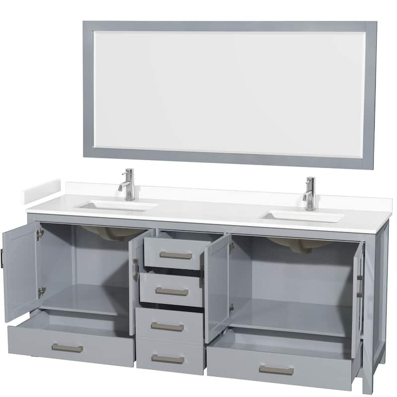 Wyndham Collection Sheffield 80" Double Bathroom Vanity, Carrara