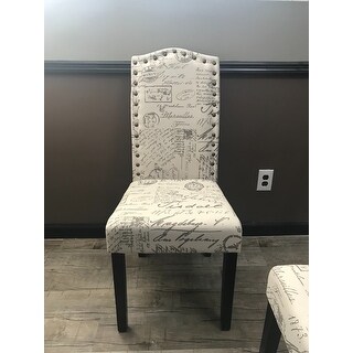 Shop Cortesi Home Miller Beige Script Fabric Dining Chair