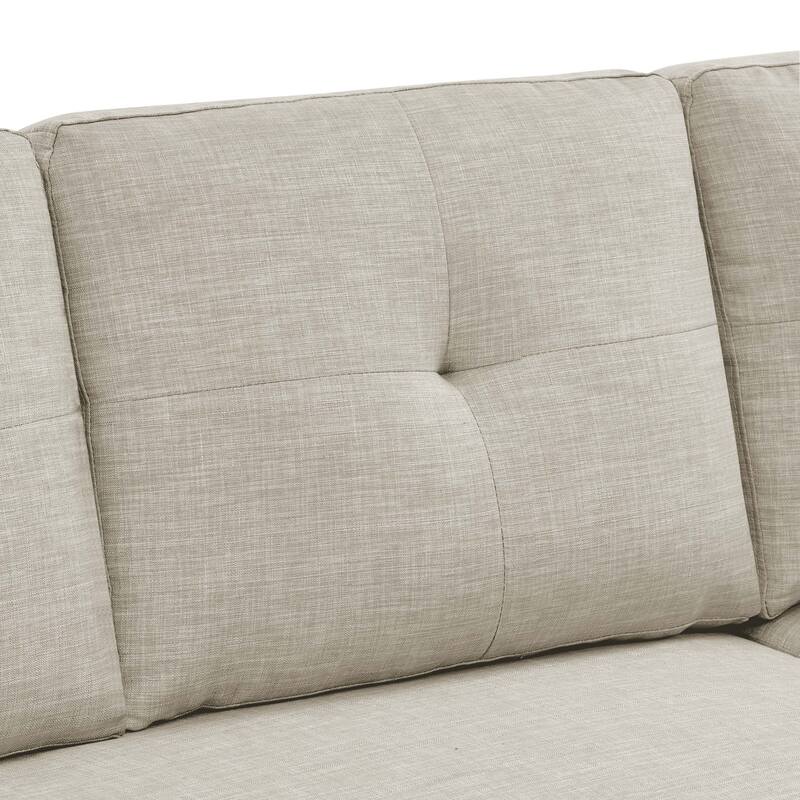 Beige Upholstered Sleeper Sofa Sectional with Chaise and Storage Modern Polyester Convertible