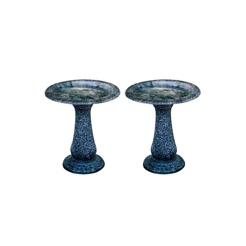 XBrand Set of 2 Birdbaths w/ Round Pedestal & Base, 23.6 Inch Tall