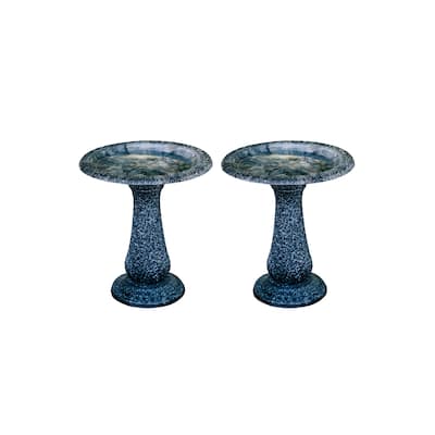 XBrand Set of 2 Birdbaths w/ Round Pedestal & Base, 23.6 Inch Tall