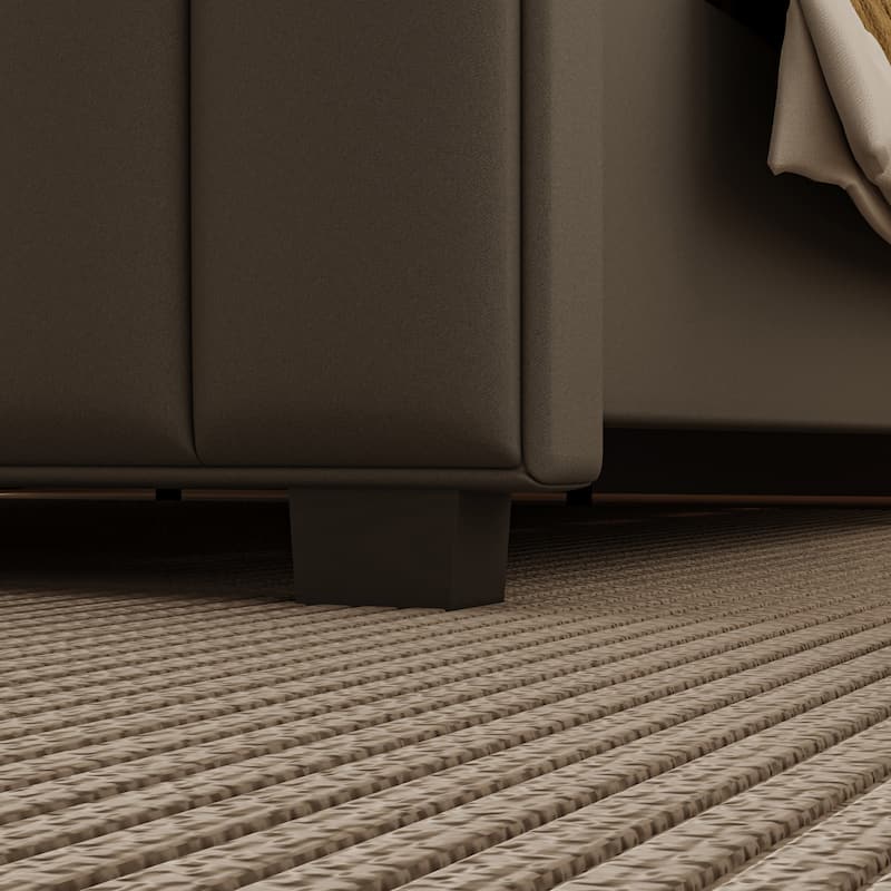 King Size Light Gray Velvet Platform Bed with 46.9" Tall Wingback Headboard & High Footboard Upholstered Bed Frame