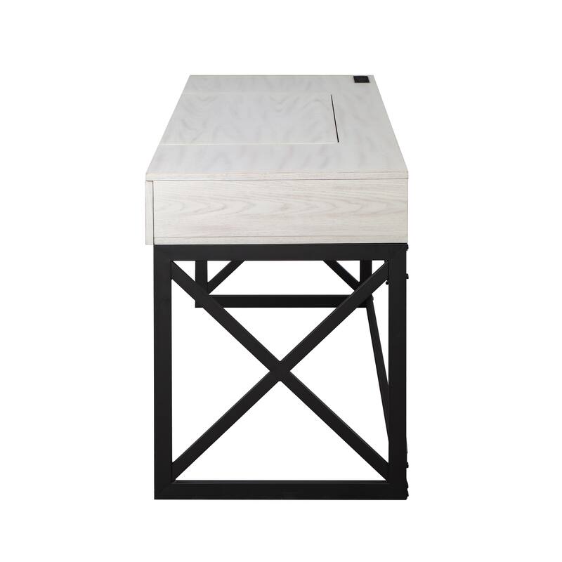 Bradford Farmhouse 59-inch Steel Lift Top Desk with USBs by Furniture of America