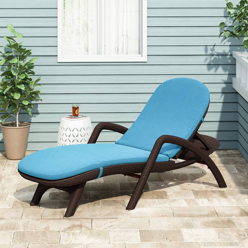 Roomfitters Mikael Outdoor Chaise Lounge Cushion with Water Resistant Fabric, Patio Pad - Blue ( Set of 2)