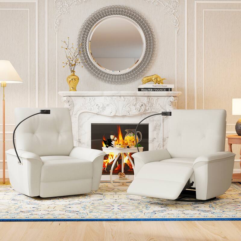 270°Power Swivel Rocker Recliner Chair w/Phone Holder, Electric Glider Reclining Sofa with USB Ports, Power Swivel Glider