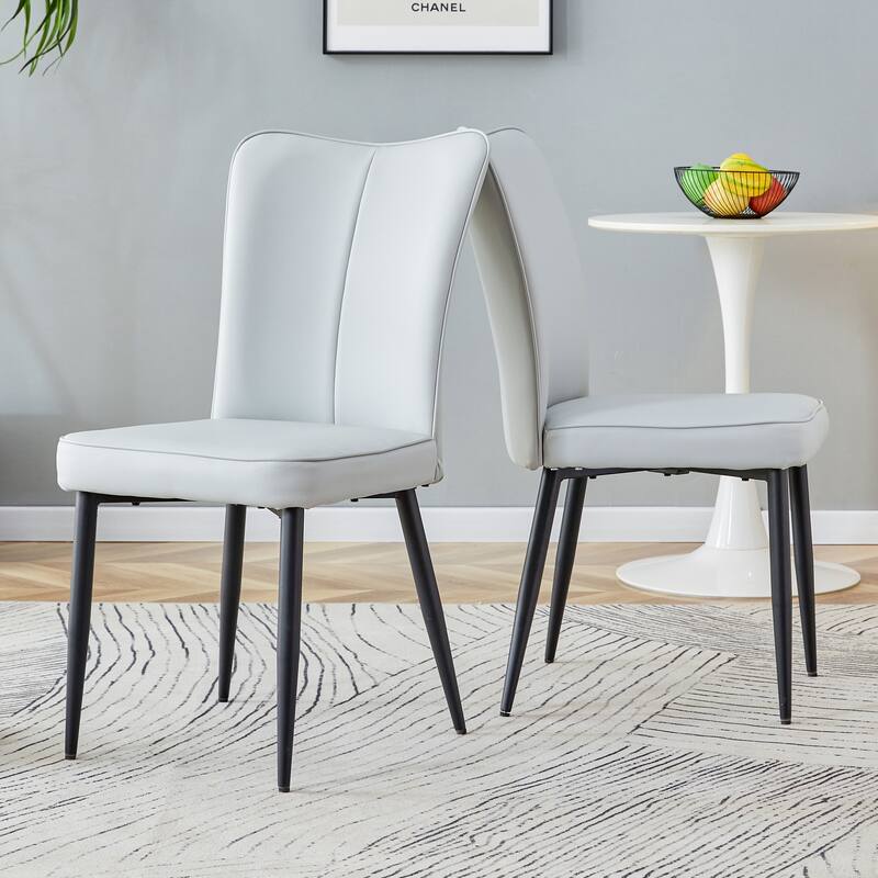 2 Piece Armless Dining Chair Set, Upholstered Dining Chair High Back Kitchen Side Chair with Metal Legs Conference Room Chair