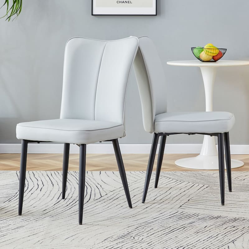 Modern Minimalist PU Upholstered Dining Chairs with Metal Legs