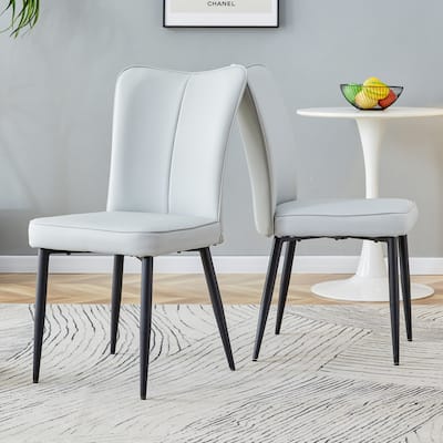 PU Leather Dining Chairs with Metal Legs, Set of 2