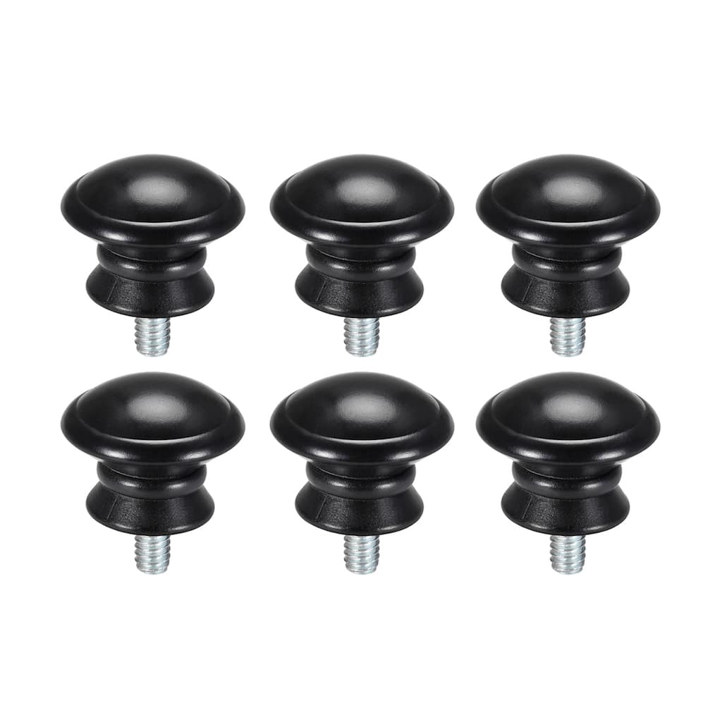 Curtain Rod Finials Plastic End,Total Size 35mm x 31mm Black 6pcs