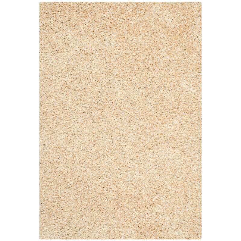SAFAVIEH Handmade Rubi Shag Mevlide Solid Polyester Rug - 2' x 3' - Creme