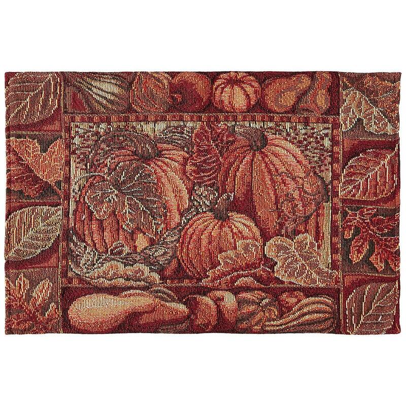 Violet Linen Fall Harvest Thanksgiving Autumn Leaves Sunflowers, 13" X 19" Rectangler, Set of 4, Decorative Place Mats