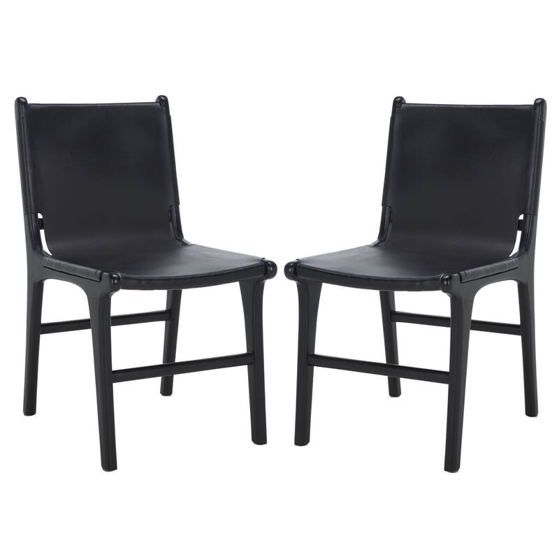 SAFAVIEH Couture Cassaphina Solid Wood Dining Chair (Set of 2), Fully Assembled - 18"W x 23"D x 34"H - Black/Black