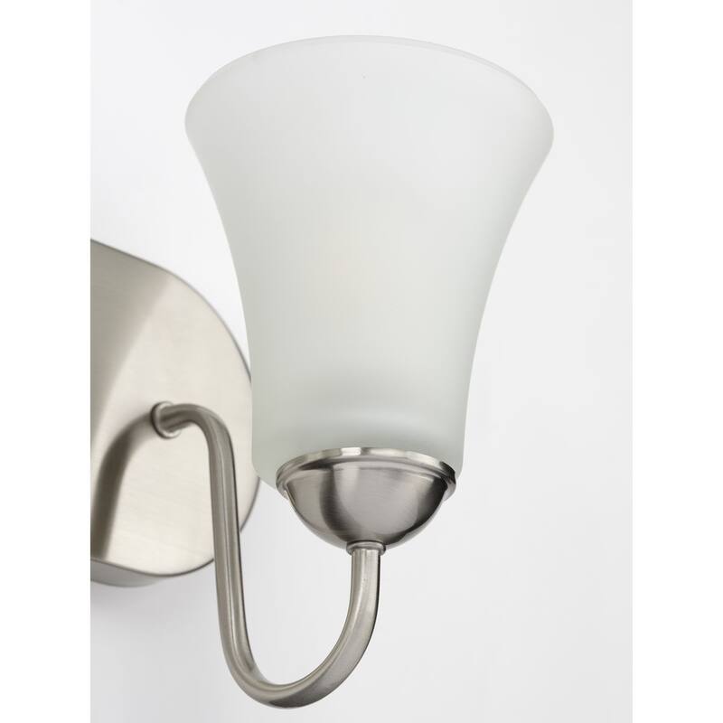 Classic Collection Two-Light Brushed Nickel Etched Glass Traditional Bath Vanity Light - 13 in x 7 in x 7.875 in