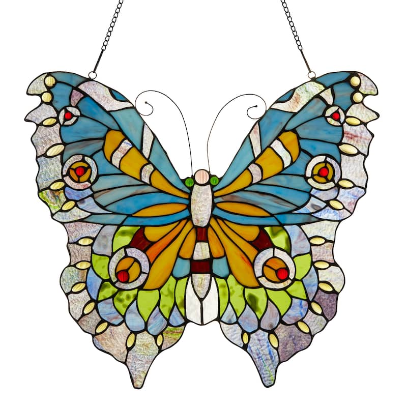 20.5"H Stained Glass Swallowtail Butterfly Window Panel - 21.75"L x 0.25"W x 20.5"H