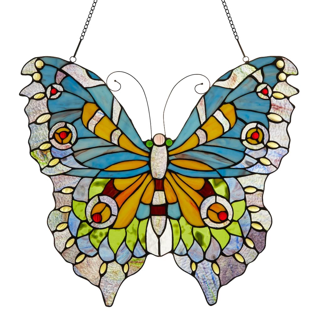 20.5"H Stained Glass Swallowtail Butterfly Window Panel - 21.75"L x 0.25"W x 20.5"H