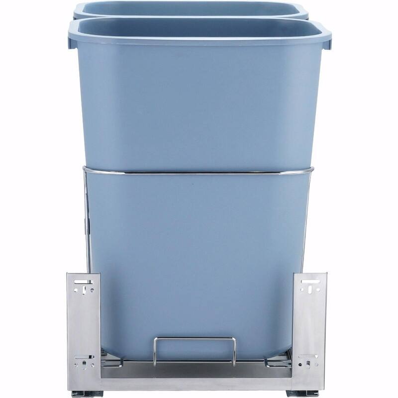 Pull-Out Trash Can, 35Lx2 Double Bins, Under-Mount Kitchen Waste Container with Slide & Door Kit, 110 lbs Capacity