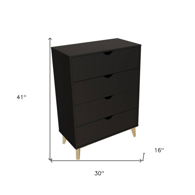 HomeRoots 30" Black Four Drawer Standard Chest