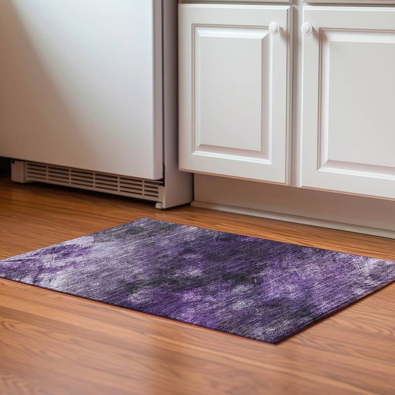 Premium Washable Super Soft Contemporary Abstract Mayfield Rug - Purple - 1' 8" x 2' 6" - Rectangle