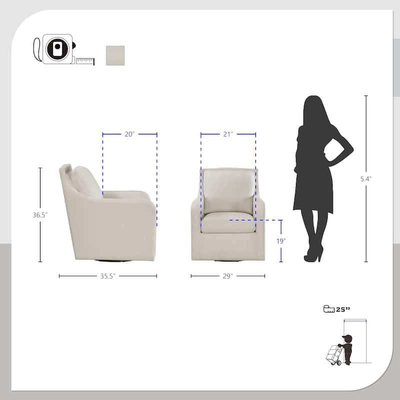 Elma Fabric Upholstered Swivel Chair - 29" x 35.5" x 36.5"