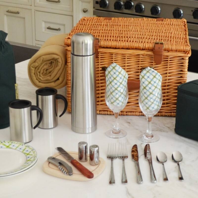 Picnic at Ascot - Willow Basket for Two with Blanket & Coffee Service