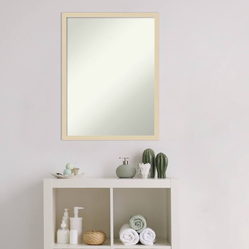 Non-Beveled Wood Bathroom Wall Mirror - Svelte Silver Frame