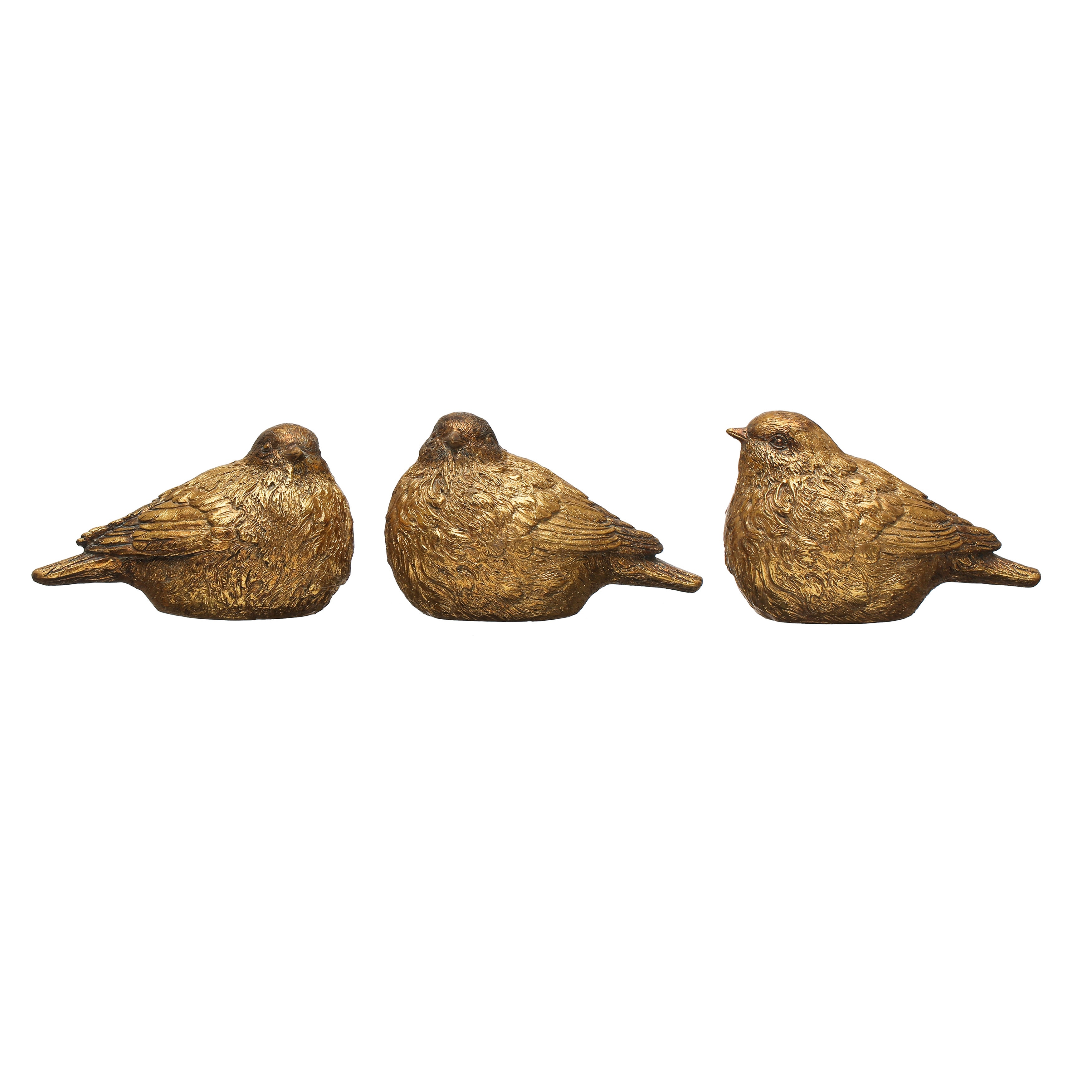 Resin Bird, Set of 3 - Gold
