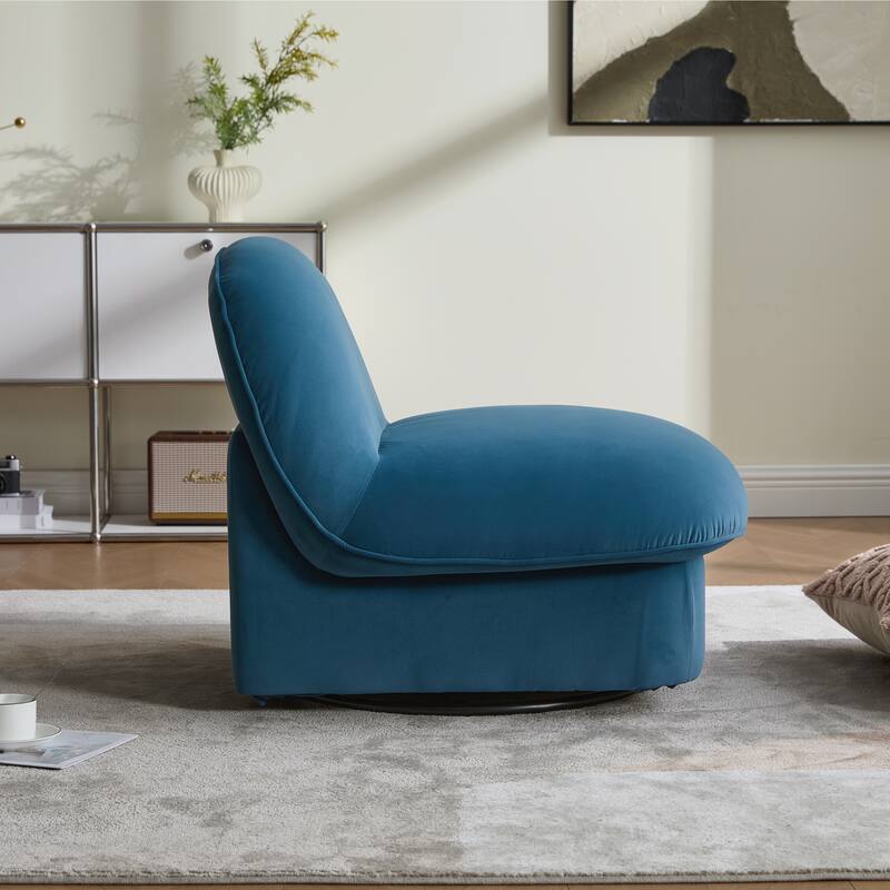 Swivel Accent Chair, 360-degree Metal Base with Velvet Fabric Upholstery