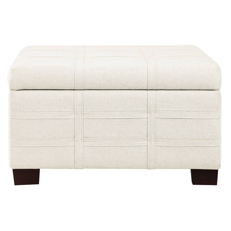Detour Strap Square Storage Ottoman in Faux Leather
