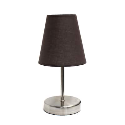 Stick Table Desk Lamp with Brown Tapered Shade - 10.5" - Sand Nickel