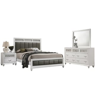 Leatherette Upholstered California King Panel Bedroom Set in White and ...