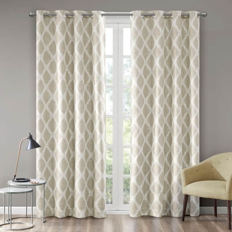 Printed Ikat Blackout Curtain Panel - taupe