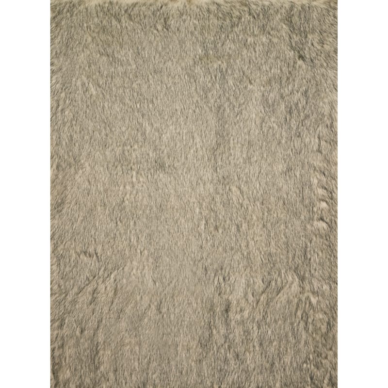 Plush Faux Fur Thick Acrylic Shag Rug - 2'6" x 7'6" - Beige/Black