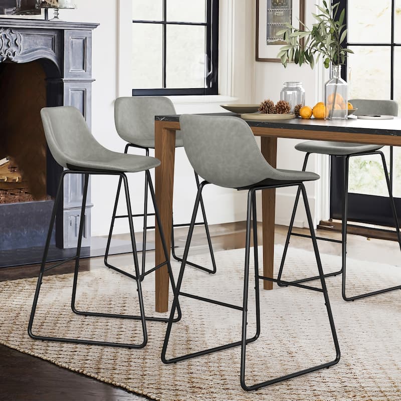 Modern 30.in Bar Height Bar Stool with PU Leather and Metal Frame Barstools for Kitchen Island