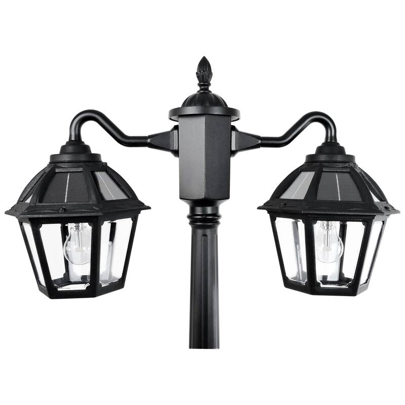 Gama Sonic Polaris 2-Light Black Aluminum Solar LED Outdoor Post Light