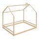 preview thumbnail 34 of 38, Semi-Enclosed House Bed for Kids, Full Size Floor Bed with Roof, Playhouse Design, Solid Pine Wood Frame, No Slats