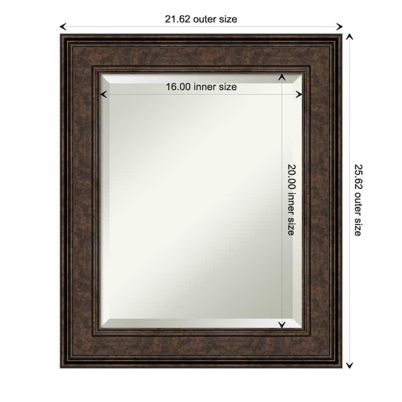 Beveled Wall Mirror - Ridge Black Frame - 21.5 x 25.5-inch - Ridge Bronze