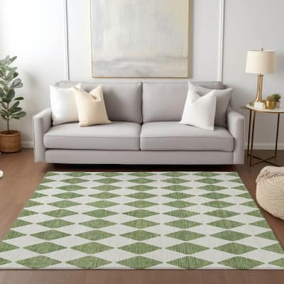 Machine Washable Indoor/ Outdoor Chantille Diamond Argyle Rug