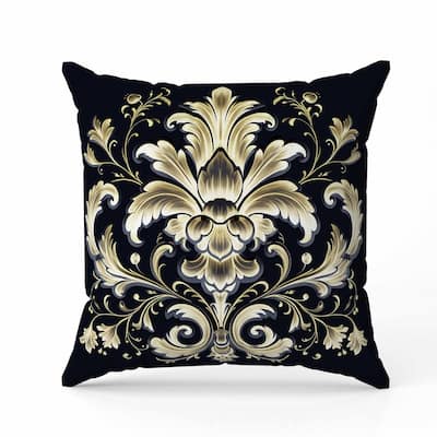 Vintage Veil Indoor/Outdoor Reversible Throw Pillow Black and Beige