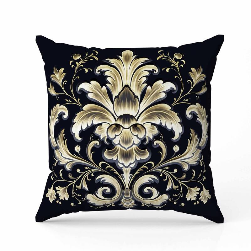 Vintage Veil Indoor/Outdoor Reversible Throw Pillow Black and Beige