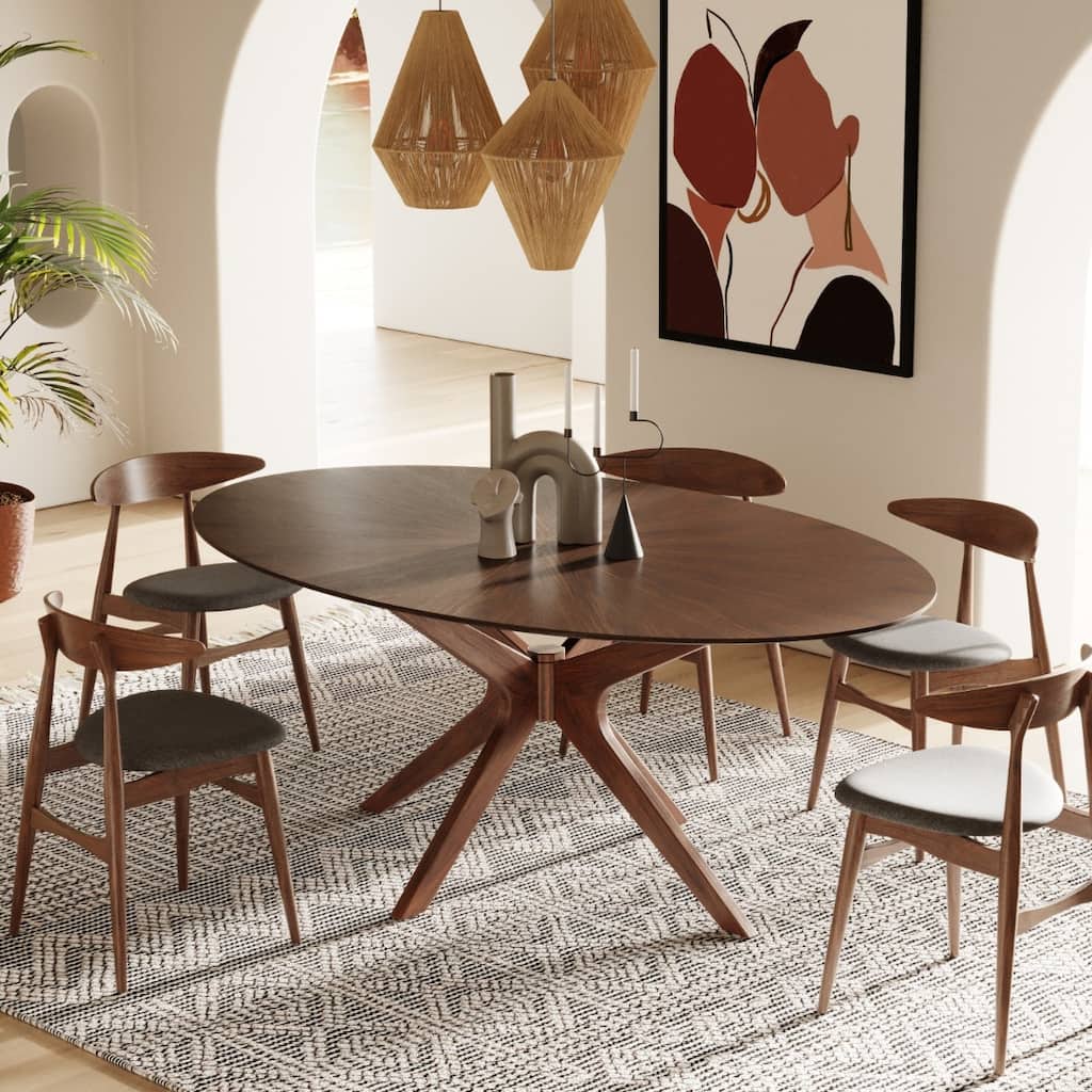 Modrest Prospect Modern Oval Walnut Dining Table