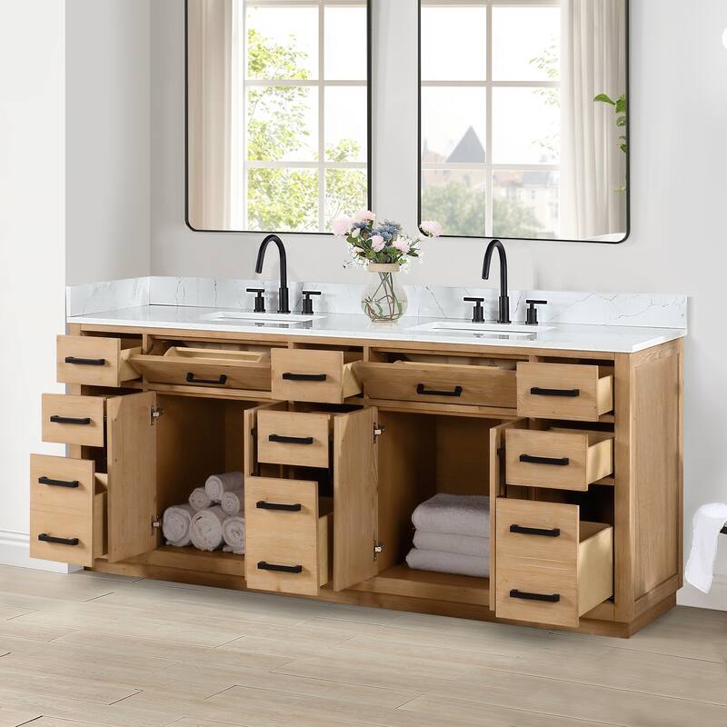Altair Gavino Bath Vanity with Grain White Composite Stone Top, no Mirror