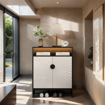 5-Tier Shoe Storage Cabinet,Shoe Cabinet w/Doors Modern Shoe Organizer
