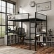 preview thumbnail 1 of 31, Furniture of America Jackson Modern Black Metal Loft Bed with Dual Desks and Closet Rod Full