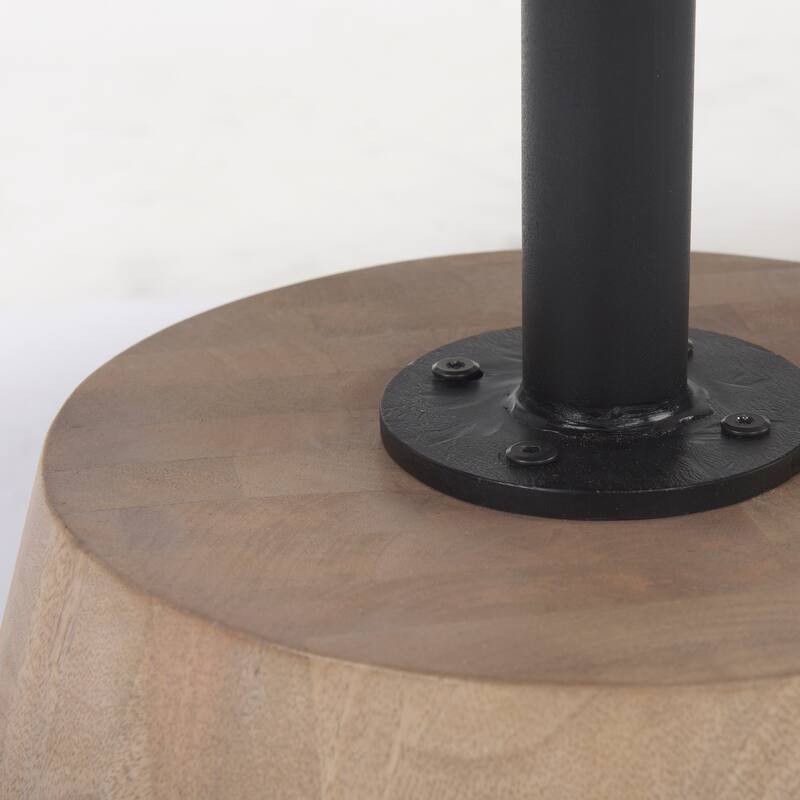 Maxwell White Marble Top With Light Brown Solid Wood Base Round Coffee Table